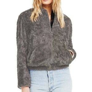 ASTR The Label Danika Faux Fur Bomber Jacket Coat, Taupe, S